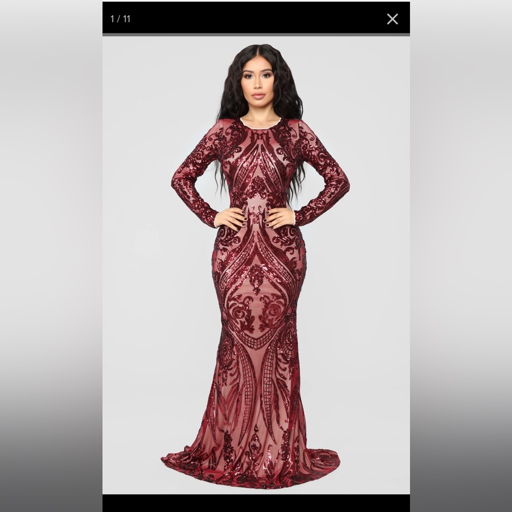 Fashion Nova burgundy sequin dress